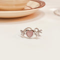 Romantic Pink Rhinestone Thorn Heart Adjustable Index Finger Ring For Girls view 3