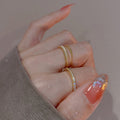 Gold Plated Alloy Zircon Double Layer Open Geometric Circle Bangle Ring For Women view 3