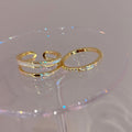 Gold Plated Alloy Zircon Double Layer Open Geometric Circle Bangle Ring For Women view 4