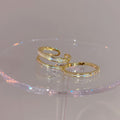 Gold Plated Alloy Zircon Double Layer Open Geometric Circle Bangle Ring For Women view 2
