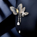French Light Luxury Alloy Zircon Butterfly Chain Tassel Brooch For Women's Suit view 3