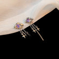 Elegant Rhinestone Heart Cloud Star Clip On Long Tassel Chain Earrings for Women Jewelry Earrings view 4