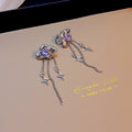Elegant Rhinestone Heart Cloud Star Clip On Long Tassel Chain Earrings for Women Jewelry Earrings view 1