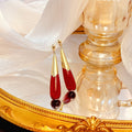 Vintage Red Teardrop Alloy Acrylic Dangle For Women Elegant Wedding Party Spring Festival Earrings view 2