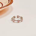 Japanese Korean Sweet Heart Pink Rhinestone Ring Niche Fashion Adjustable Open Index Finger Ring view 3