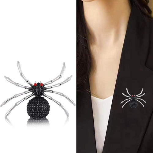 Alloy Rhinestone Spider Lapel Pin For Men Suit Decoration Brooch