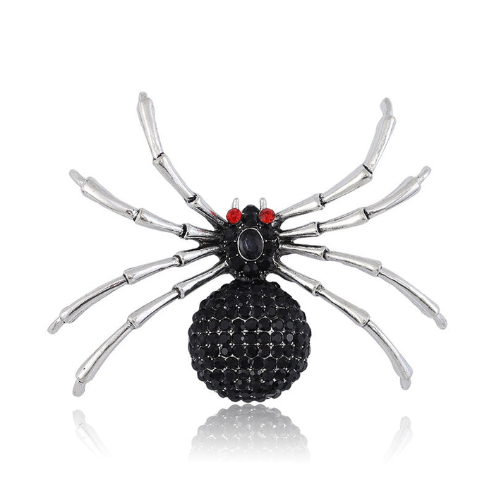Alloy Rhinestone Spider Lapel Pin For Men Suit Decoration Brooch
