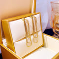 Vintage Alloy Metal Long Chain Tassel Hoop Stud Earrings For Women Elegant Layered Jewelry Earrings view 4