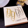 Vintage Alloy Metal Long Chain Tassel Hoop Stud Earrings For Women Elegant Layered Jewelry Earrings view 1