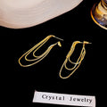 Vintage Alloy Metal Long Chain Tassel Hoop Stud Earrings For Women Elegant Layered Jewelry Earrings view 2