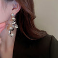 Irregular Twisted Alloy Metal Drop Earrings, Statement Minimalist Style For Women view 3