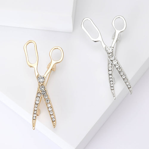 Alloy Rhinestone Scissors Brooch For Men's Suit Lapel Accessories