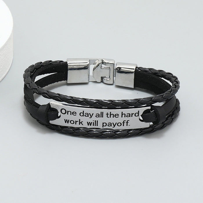 European American Minimalist Inspirational Men's Multi Layer Braided Leather Bracelet