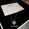 Korean Style Copper Zircon Flower Pendant Necklace For Women Light Luxury Collarbone Chain view 2
