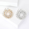 Alloy Rhinestone Olive Branch Wreath Brooch Pin For Elegant Apparel view 1