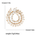 Alloy Rhinestone Olive Branch Wreath Brooch Pin For Elegant Apparel view 6
