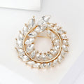 Alloy Rhinestone Olive Branch Wreath Brooch Pin For Elegant Apparel view 3