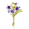 Alloy Enamel Orchid Flower Brooch For Elegant Apparel Decoration view 1