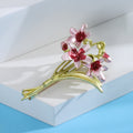 Alloy Enamel Orchid Flower Brooch For Elegant Apparel Decoration view 4