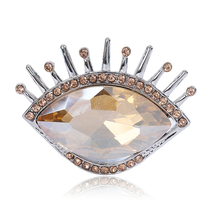 Luxury Alloy Crystal Eye Brooch For Sweaters Coats And Shawls
