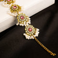 2023 Vintage Metallic Pink Rhinestone Pearl Bracelet, Exaggerated Luxury Fashion Jewelry view 3