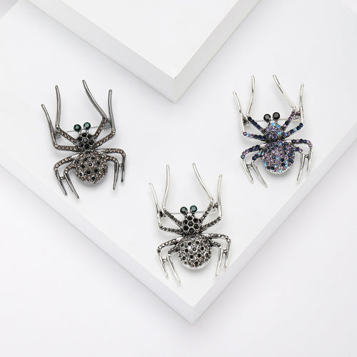Alloy Rhinestone Spider Brooch Pin For Coat And Apparel Decoration