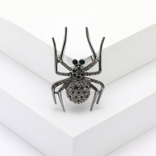 Alloy Rhinestone Spider Brooch Pin For Coat And Apparel Decoration