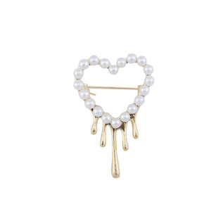 Alloy Pearl Heart Brooch Pin For Sweaters Coats And Shawls