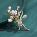 Alloy Pearl Bouquet Brooch Pin For Elegant Coats And Suits view 3