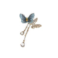 Light Luxury Copper Zircon Butterfly Tassel Brooch For Women's Blazer Accessories view 5