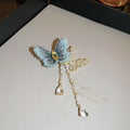 Light Luxury Copper Zircon Butterfly Tassel Brooch For Women's Blazer Accessories view 4