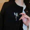 Light Luxury Copper Zircon Butterfly Tassel Brooch For Women's Blazer Accessories view 1