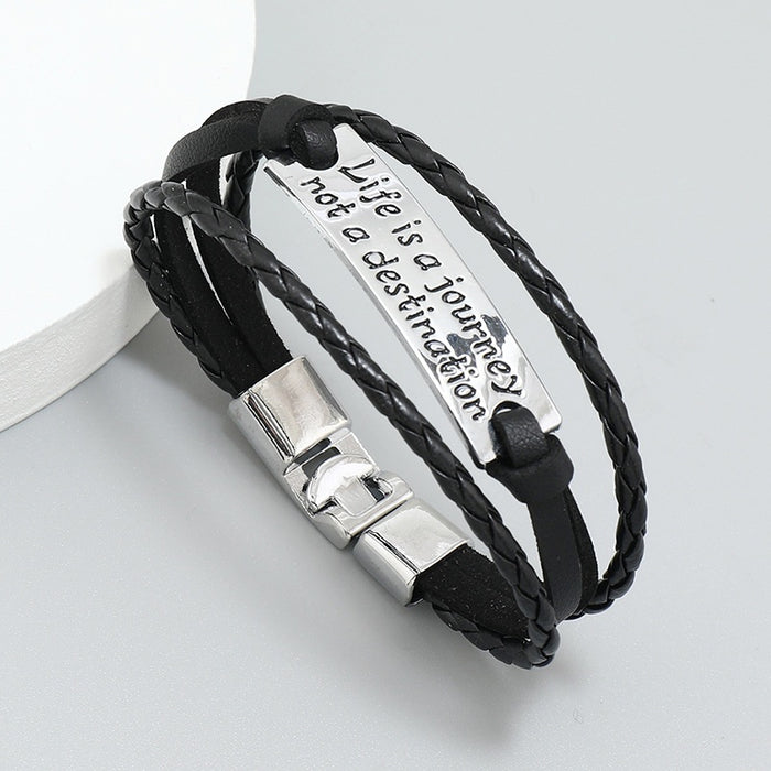 European New Simple Creative Inspirational Multi Layer Woven Leather Men's Bracelet Fashion Accessory
