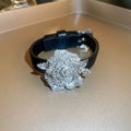 Korean Style Alloy Rhinestone Flower Belt Bangle Light Luxury Statement Bracelet for Women view 2