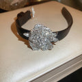 Korean Style Alloy Rhinestone Flower Belt Bangle Light Luxury Statement Bracelet for Women view 4