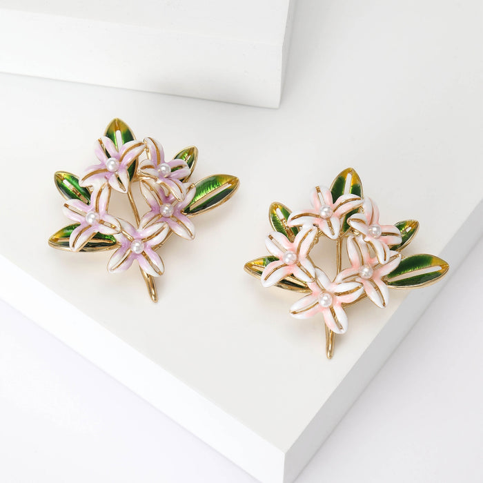 Alloy Enamel Osmanthus Flower Brooch Pin For Apparel Decoration