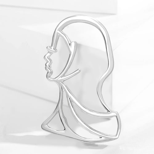 Alloy Hollow Portrait Brooch Pin For Suits And Cardigans