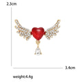 Alloy Rhinestone Heart Wing Brooch Pin For Coat Accessories view 5