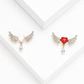 Alloy Rhinestone Heart Wing Brooch Pin For Coat Accessories view 1