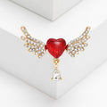Alloy Rhinestone Heart Wing Brooch Pin For Coat Accessories view 3
