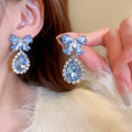 Korean Light Luxury Alloy Bowknot Waterdrop Crystal Stud Earrings With Silver Pins view 1