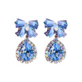 Korean Light Luxury Alloy Bowknot Waterdrop Crystal Stud Earrings With Silver Pins view 5
