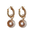 French Light Luxury Alloy Large Pearl Hoop Earrings Vintage Statement Influencer Style view 5