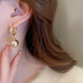 French Light Luxury Alloy Large Pearl Hoop Earrings Vintage Statement Influencer Style view 3