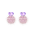 Korean Winter Acrylic Heart Faux Fur Pom Pom Studs For Women Cute Sweet Fashion Alloy Earrings view 5