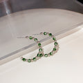 Elegant New Chinese Semi Circle Jade Bead Alloy Hoop Earrings For Women Minimalist Statement Earrings view 4