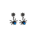 Vintage Punk 3D Spider Web Moonstone Alloy Drop Studs Dark Metal Rhinestone Statement Earrings view 5
