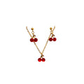 Elegant French Burgundy Crystal Cherry Pendant Gold Plated Alloy Stud Jewelry Set for Women Earrings view 5
