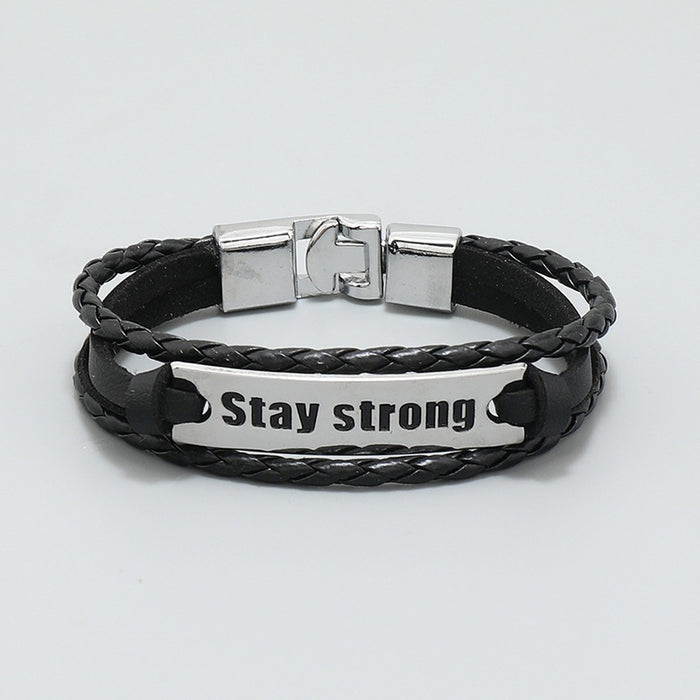 European Fashion Simple Creative Inspirational Men's Woven Leather Bracelet Trendy Wrist Accessory
