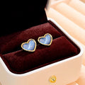 Elegant Blue Heart Rhinestone Inlaid Alloy Studs For Women Korean Trendy Fashion Sweet Earrings view 4